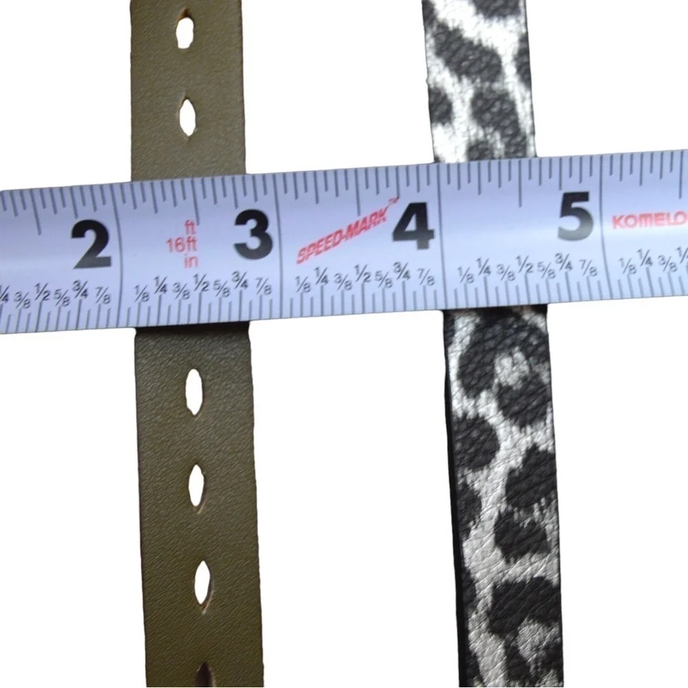 Pair of Steve Madden Faux Leather Belts - XL‎ & L, Drab Olive & Leopard